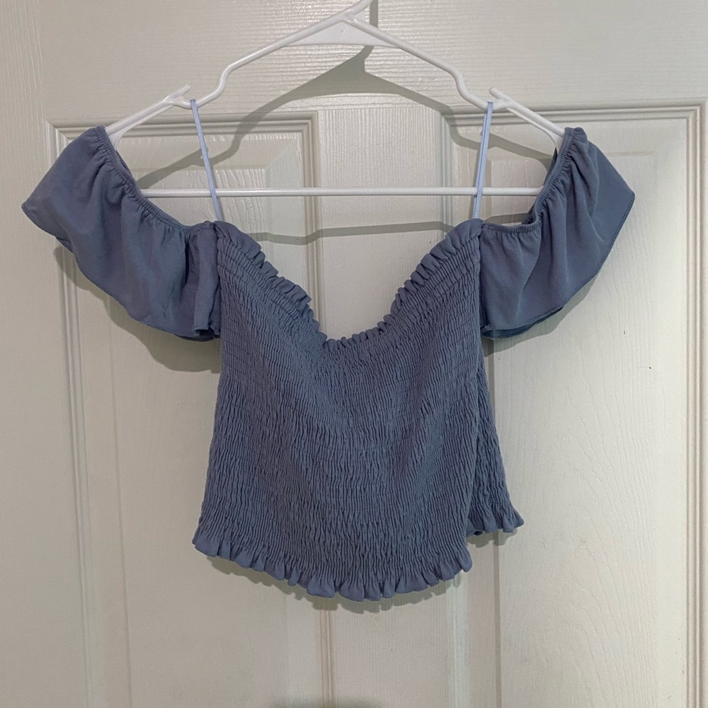 Elegant Blue Off-Shoulder Women's Top